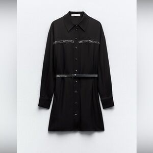 Zara Black Studded Long Sleeve Western Style Dress